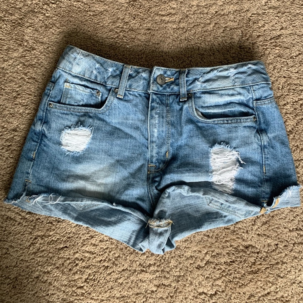 Light Wash Divided Jean Shorts
